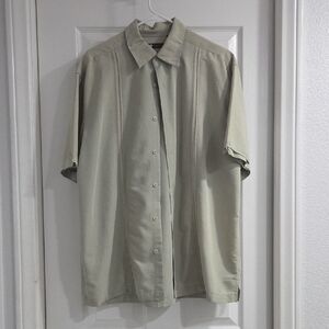 Centro Sage Green Short Sleeve Button-Down Shirt